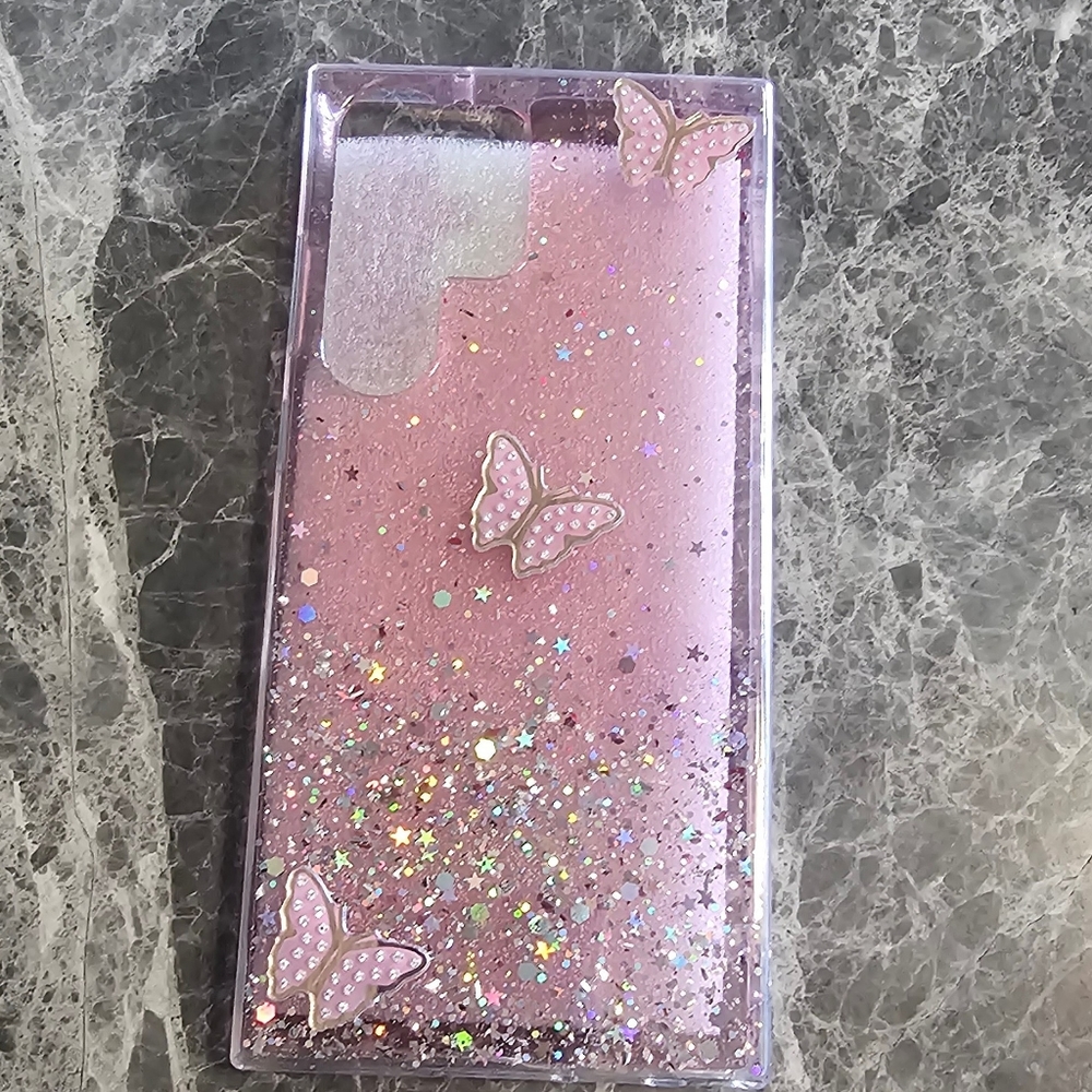 3/$25 Pink Butterfly Glitter Liquid Quicksand Case for Samsung Galaxy S23 Ultra